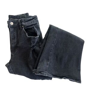 Almost Famous Women's 3 Black Faded Wash Distressed Flare Bell Bottom Jeans Boho